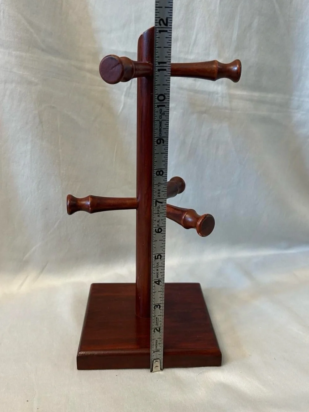 Vintage Grannycore Cottagecore Cherry Wood Six (6) Cup Mug Tree